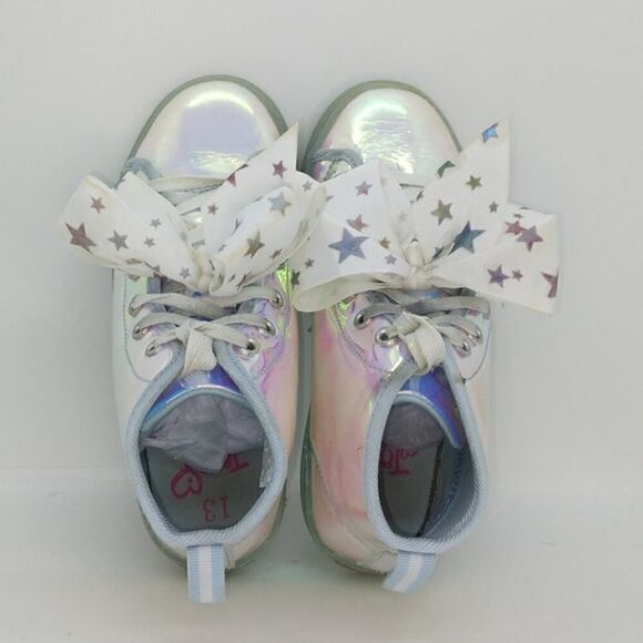 JoJo Siwa Designer Girls Pre-owned Translucent Silver w/Bow Sneakers - sz. 13 - Picture 3 of 5